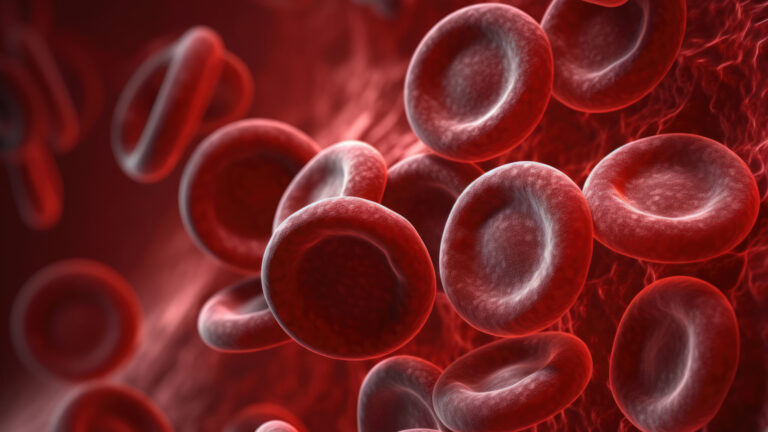 Red blood cells erythrocytes. Illustration of streaming blood ce